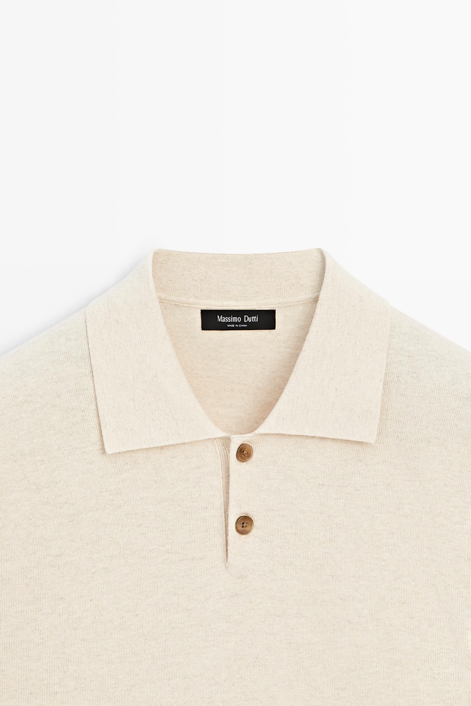 Cotton linen blend polo shirt